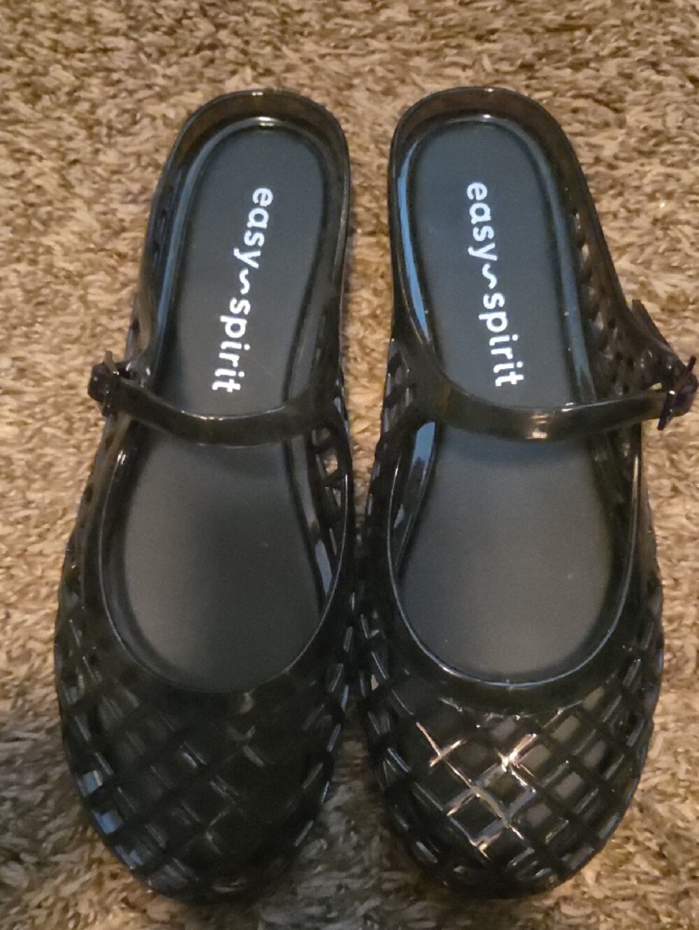 Easy Spirit Black Woven Jelly Mary Jane Flats - Picture 3 of 5